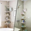 Telescopic Bathroom & Kitchen Corner Shelf Organizer – 4 Tier Adjustable Rack