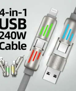 240W 4-in-1 USB-C Data Cable – Fast Charging & Multi-Device Power Delivery Cable