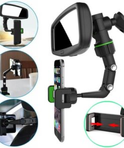 360° Adjustable Rear-View Mirror Car Phone Holder – Hands-Free Driving Mount